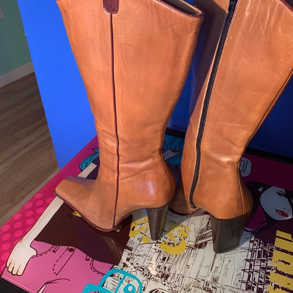 Brown Leather Knee-High Boots